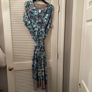 Sun Dog blue floral faux wrap dress with tie waist